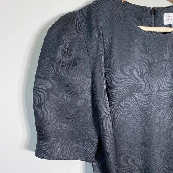 Adrianna Papell Women's Sz 6 Short Sleeve 100% Silk Patterned Sheath Dress Black - Picture 9 of 16